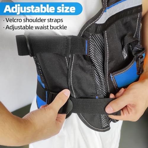 Electrician Tool Vest for Men, Hi Vis Tool Vest with 17 Compartments, Blue