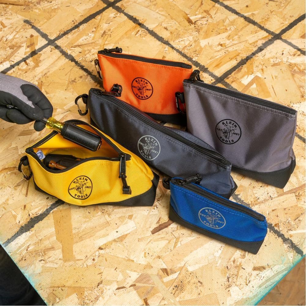 55569 Stand-Up Zipper Bag Tool Pouch with Carabiners, Reinforced