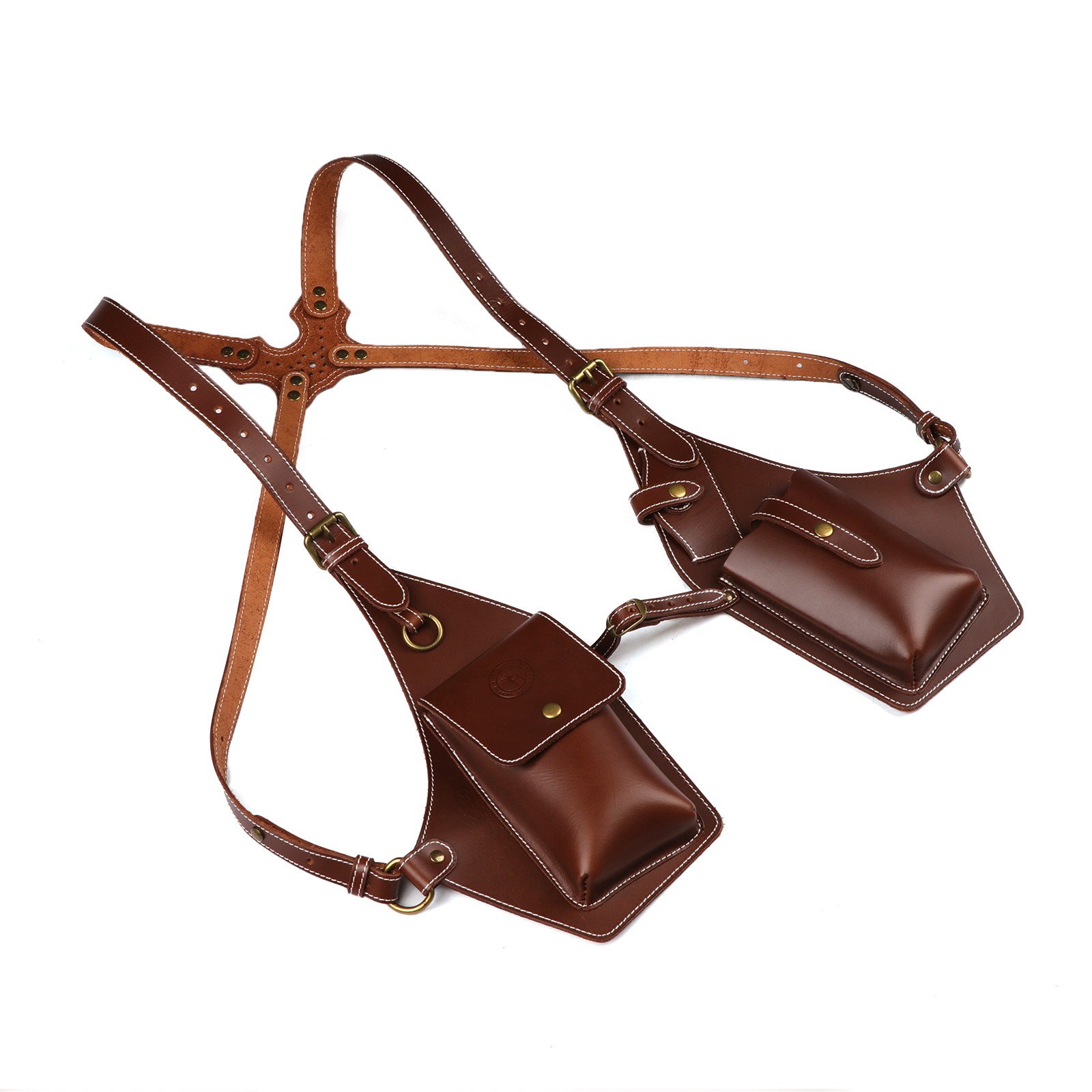 Tourbon Leather Men Harness Tool Holster Underarm Chest Bag Phone Handgun Case