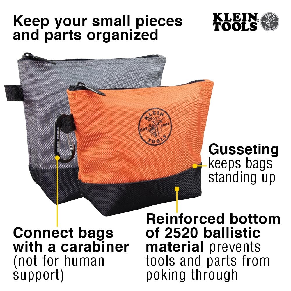 Klein Tools 55470 Utility Bag, Stand-Up 2-Piece, Orange/Black; Gray/Black