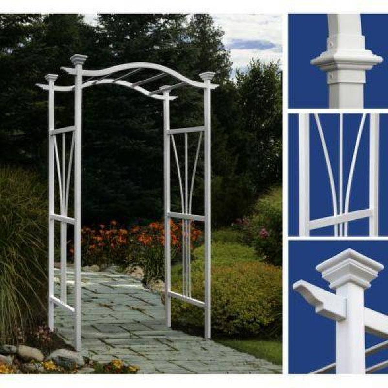 45 In. L X 21 In. W X 84 In. H London Vinyl Arbor, White, VA68102