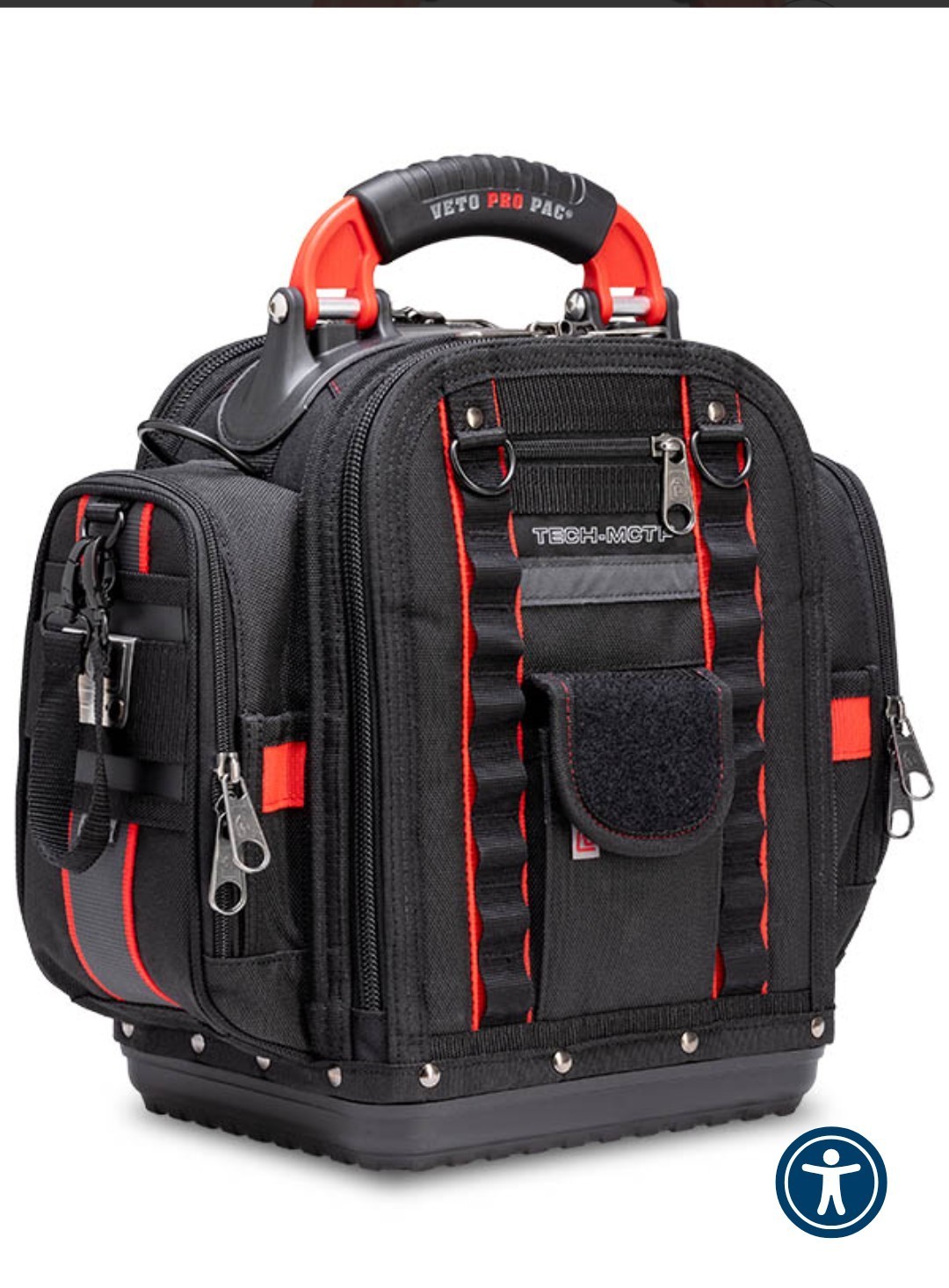 Veto Pro Pac TECH-MCTP Medium Tool Backpack Padded Handle Black/Red/Gray