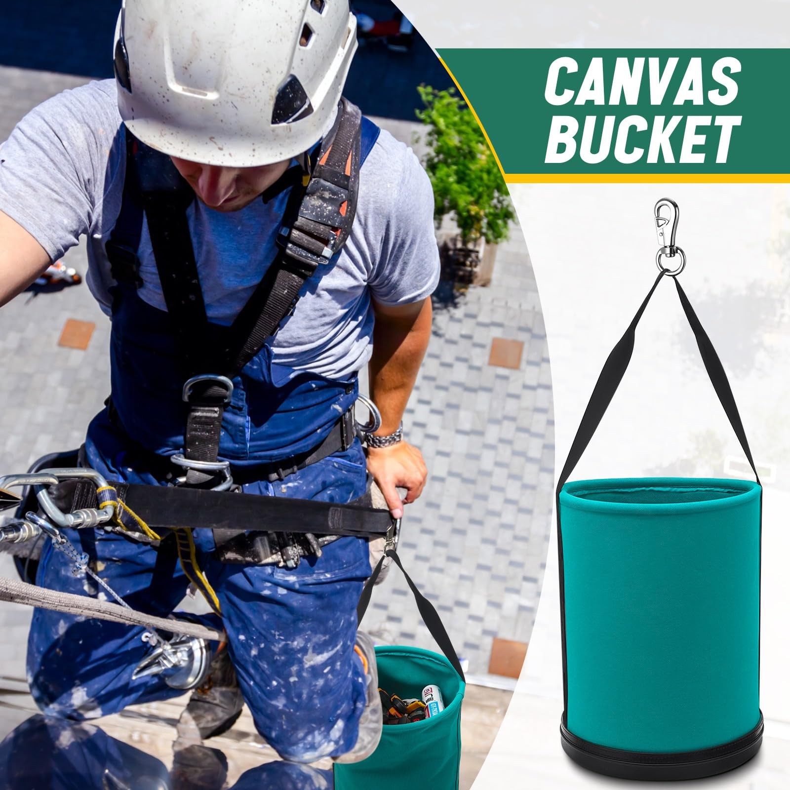 2 Pack Canvas Bucket 15″ x 12″ Heavy Duty Lineman Tool Bag with Plastic Botto…