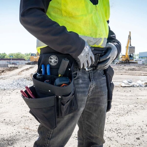 Klein Tools 5709M Tool Belt, Tool Belt, Black, Nylon, 11 Pockets