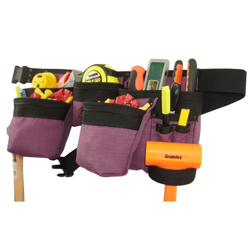 Purple Canvas 11-Pocket Finisher Tool Apron