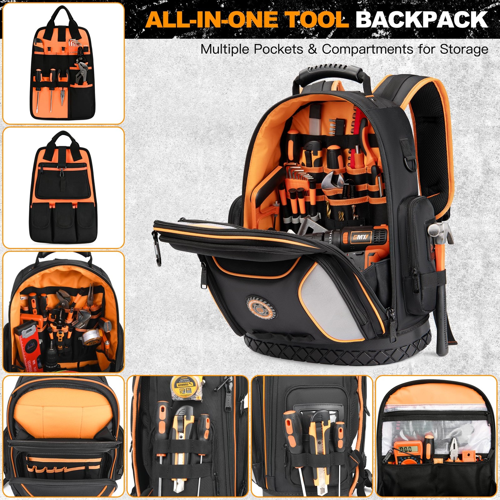 LOKASS 8505 Tool Bag Backpack Large 75 Pockets Molded Base Combination Lock