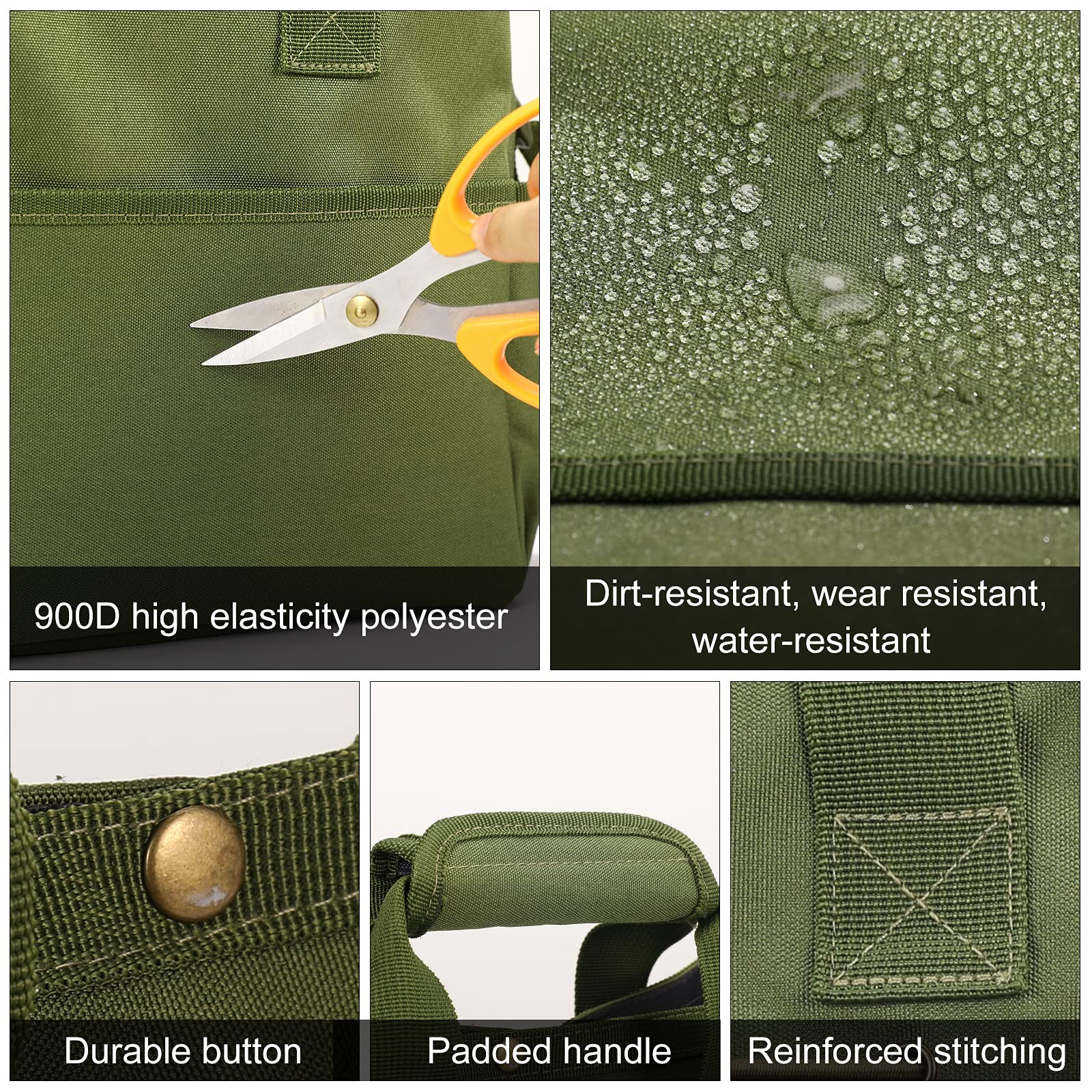 Housolution Garden Tote Bag, 900D 13.78 x 5.51 x 11.02 inches, Dark Green