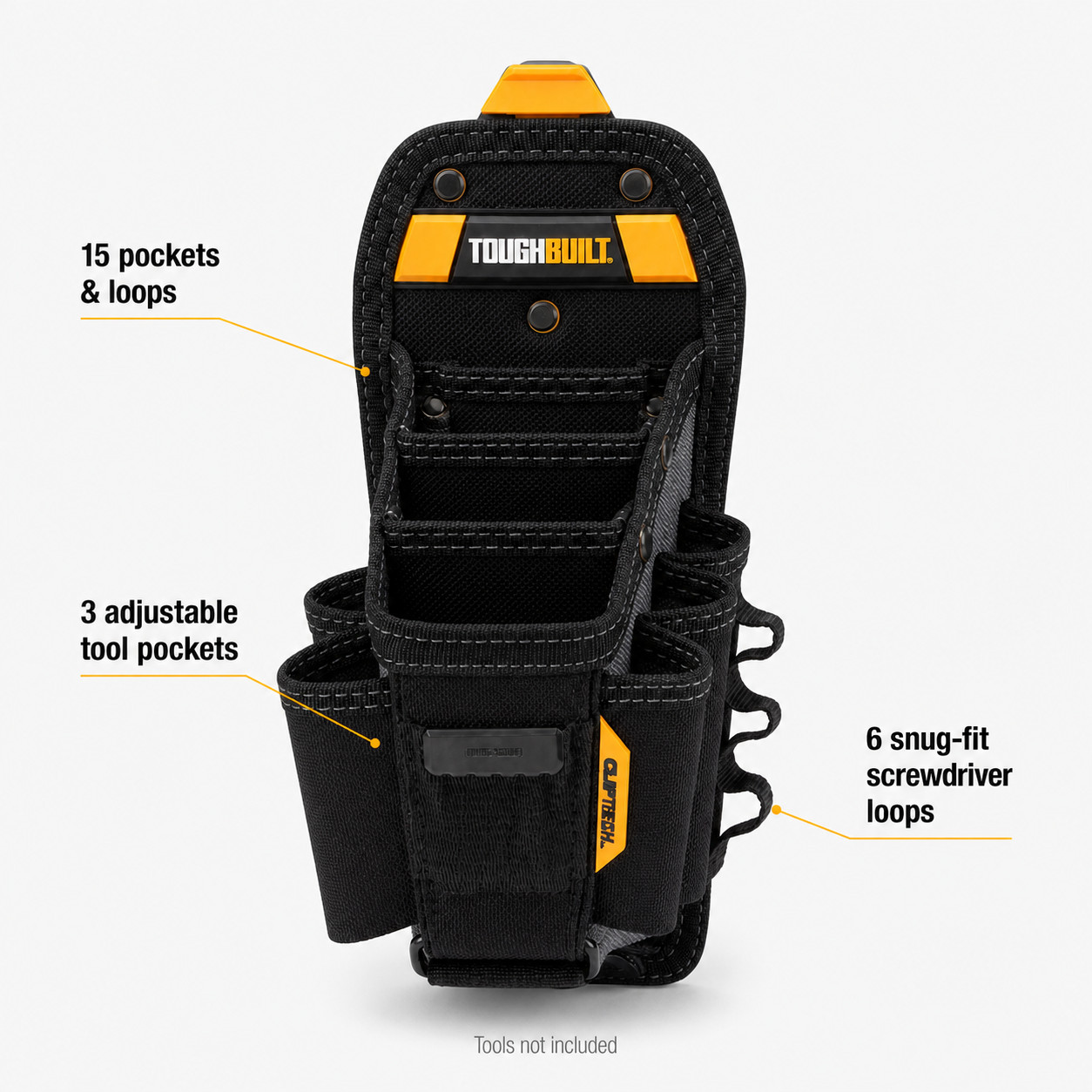 ToughBuilt TB-CT-36-L10 Technician 10-Pocket Tool Pouch ClipTech Hub Belt Bag
