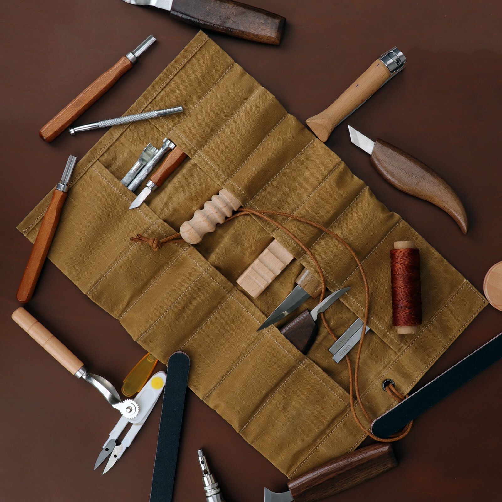 Roll up Canvas Tool Carry Holder Carving Knife Organizer Bag Handy Pouch