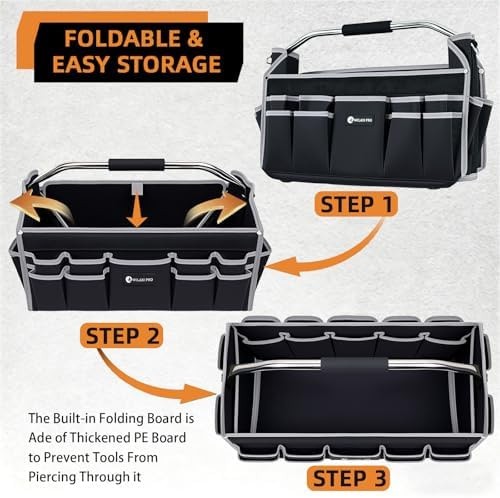 20in Tool Bags For Men Heavy Duty, 22 PCS Pockets Tool Bag Organizer Foldable…