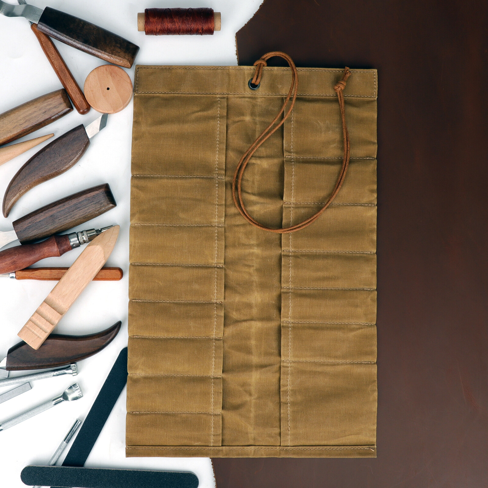 Roll up Canvas Tool Carry Holder Carving Knife Organizer Bag Handy Pouch in USA