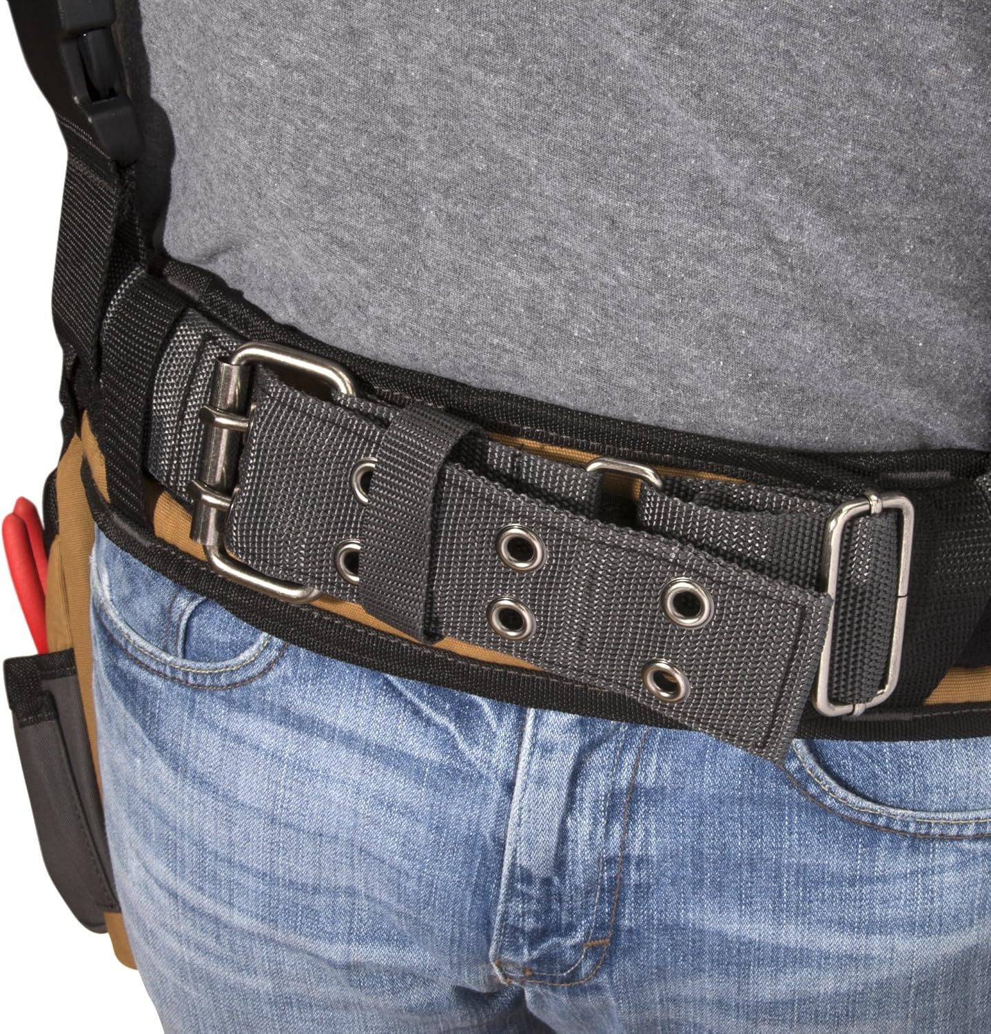 4-Piece Carpenter’S Rig, Padded Tool Belt Suspenders, Cooling Mesh, Leather Tool