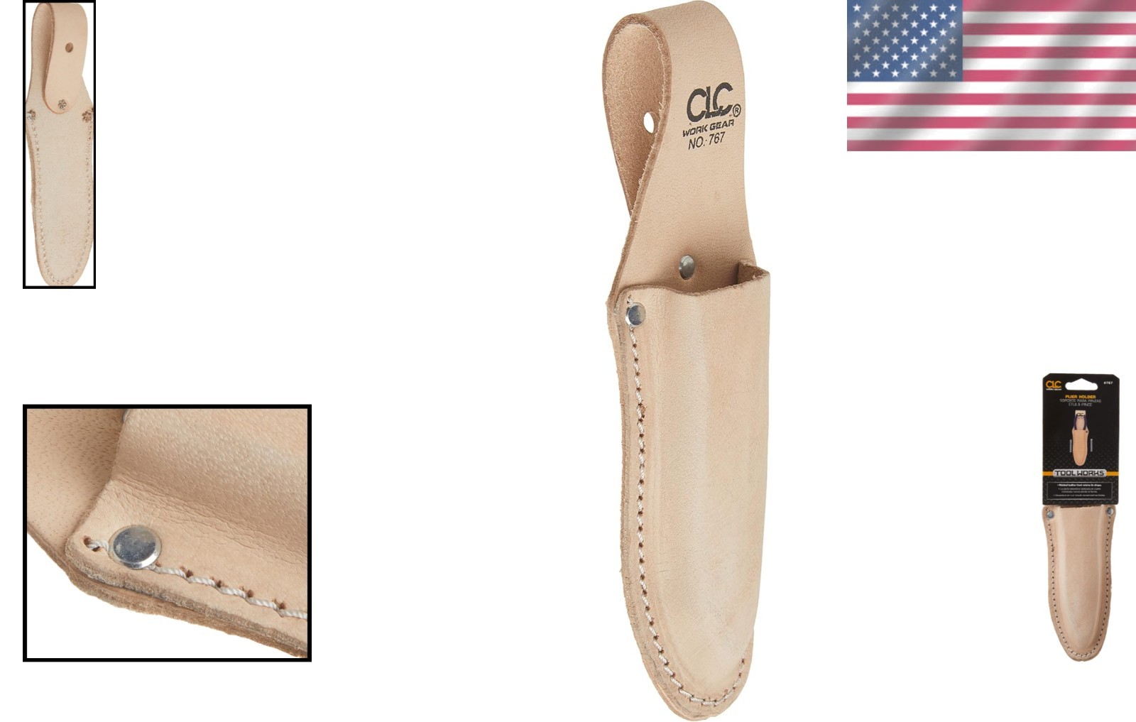 Tan Leather Plier Holder for Tools Up to 10″ – Heavy-Duty Design
