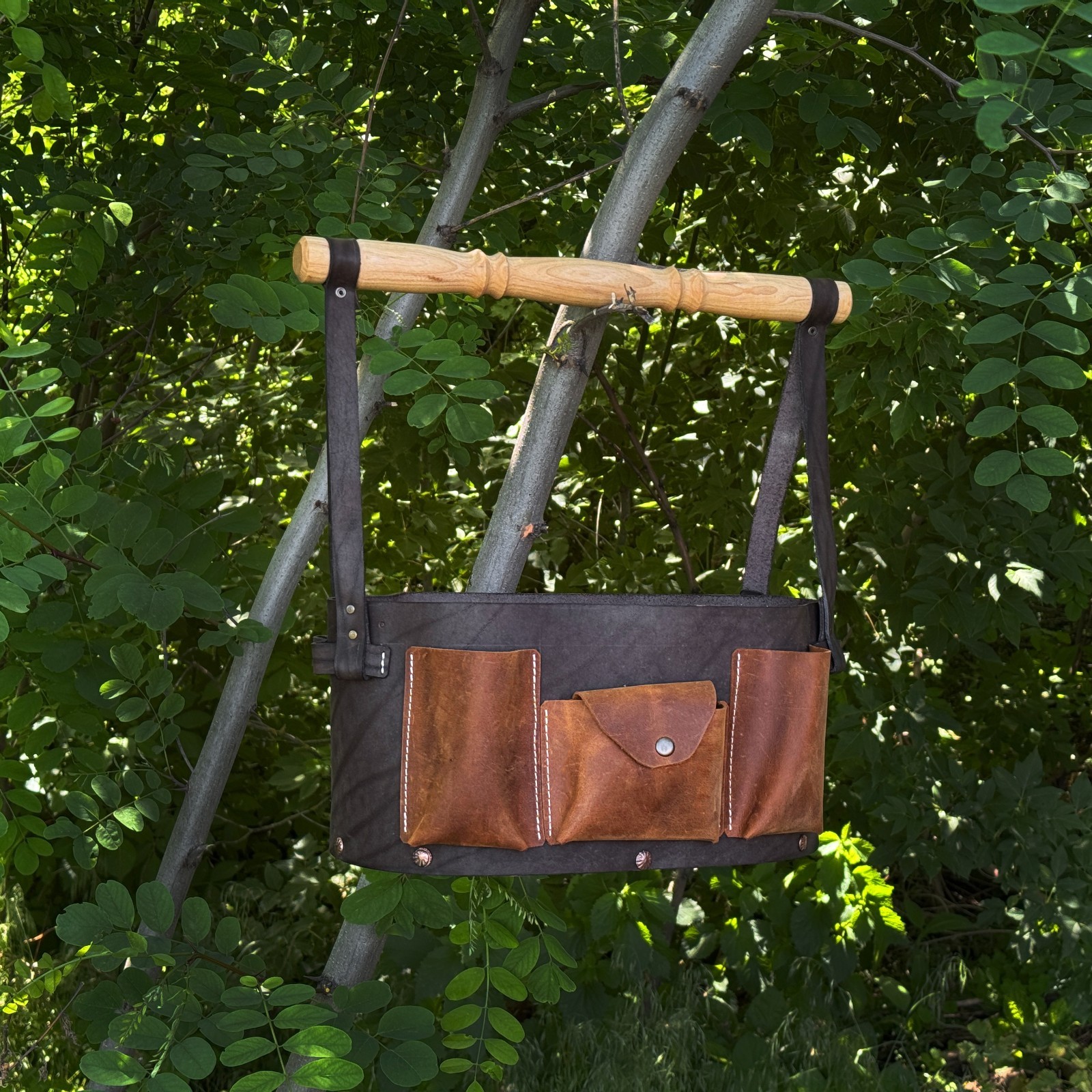 Genuine Leather Tool Organizer, Carry Bag for Woodworking and Garage Tools