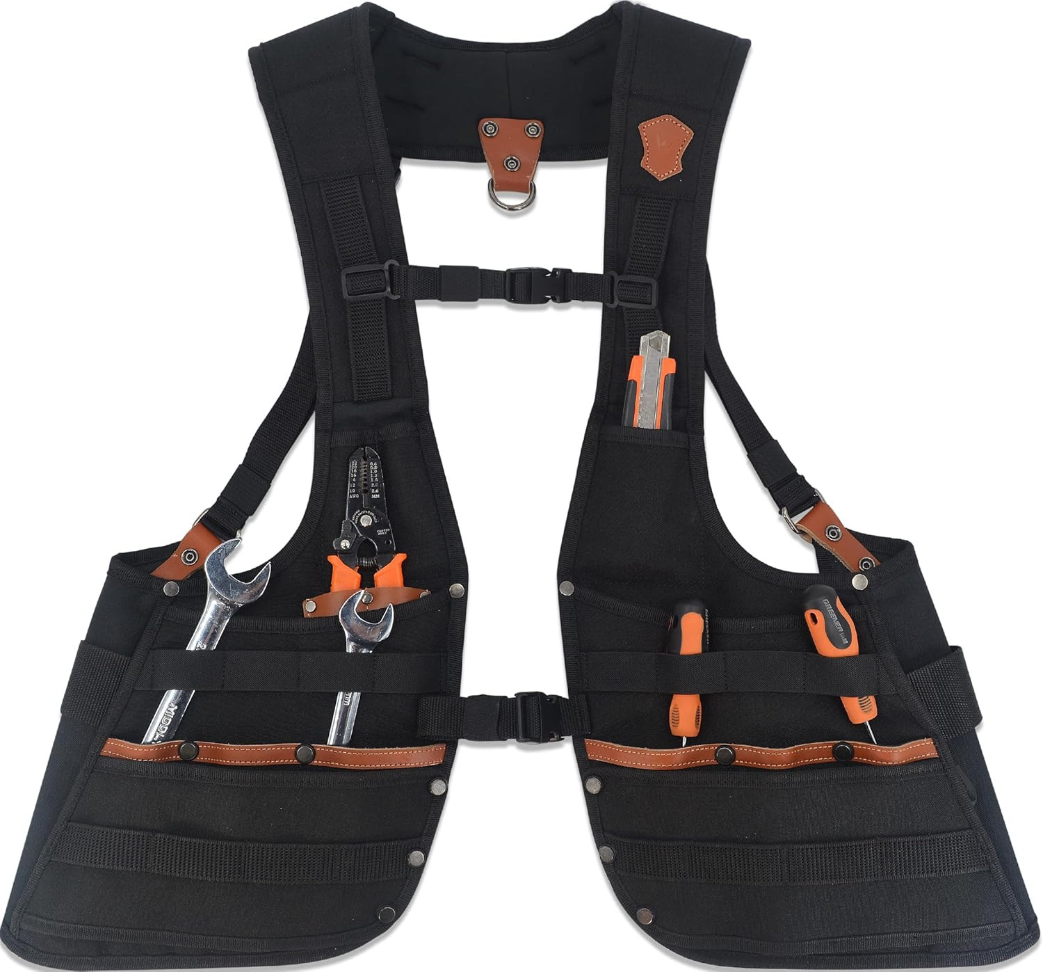 Top-G Leather Tool Vest for Men Electrician Construction Carpenter Multi-Pocket