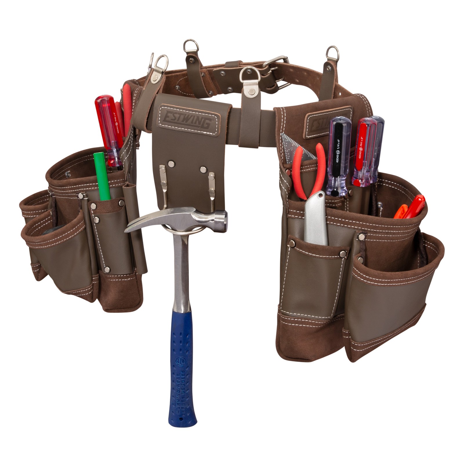Estwing 14 Pocket Leather Framer’s Tool Belt Pouch Apron Set 94746
