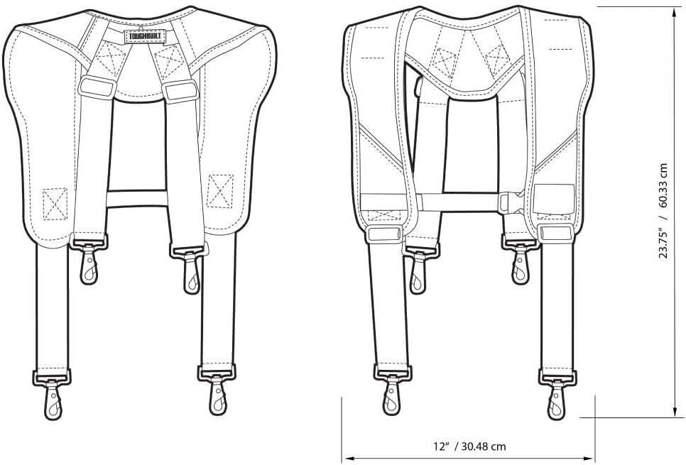 ToughBuilt ClipTech Series–Pro Padded Suspenders,Heavy-Duty Adjustable TB-CT-51