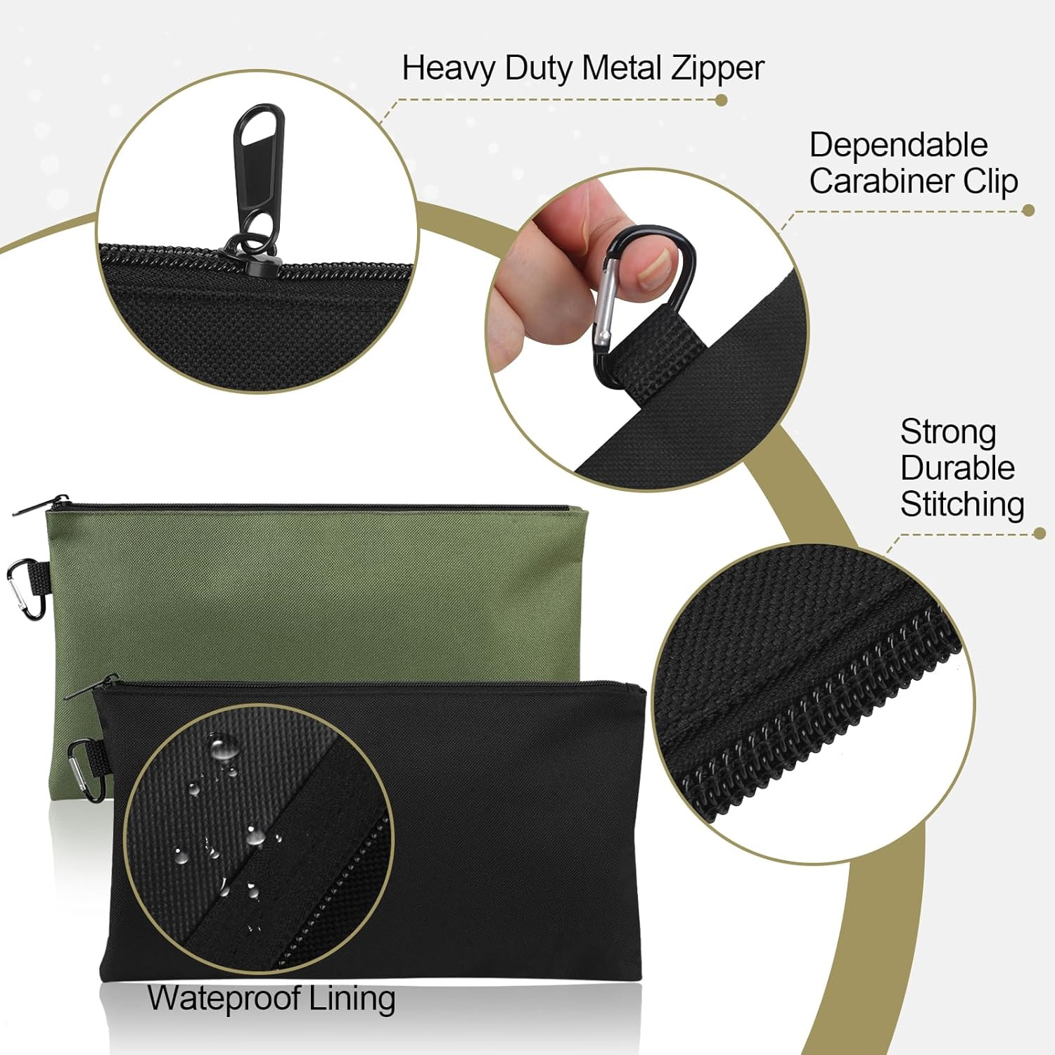 4 Pack Tool Bag, Premium Tool Pouch Zipper Bag, 12″ Tool Pouch with Zipper
