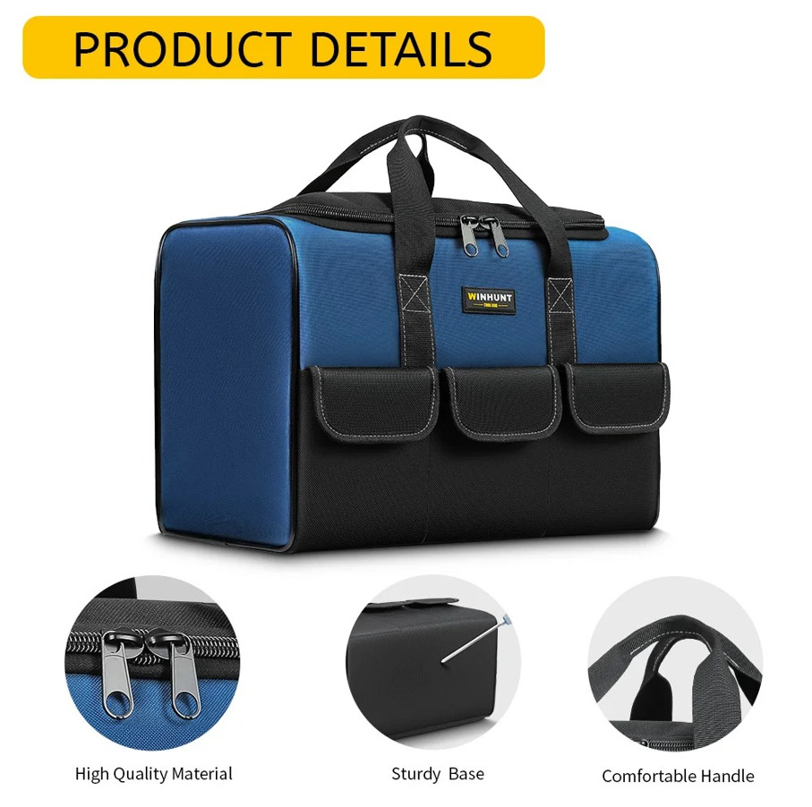 1pc Large Heavy Duty Wide Mouth Tool Bag Organizer Storage Tote Case – NEW