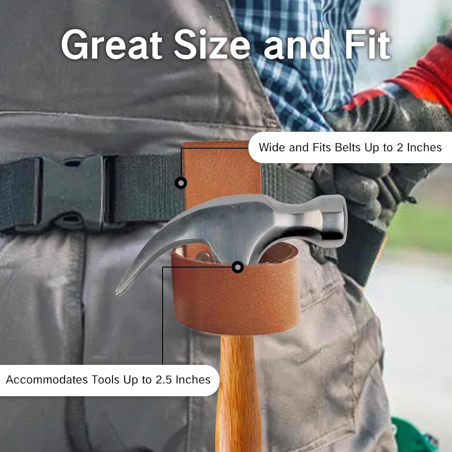 Hammer Holster with Belt Leather Premium Hammer Holder for Tools Snap-In Ha