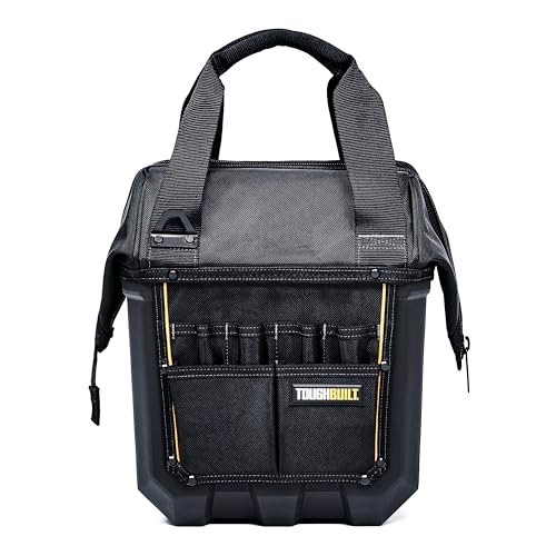 Massive Mouth 12-Inch Tool Bag, Wide-Opening Hard Body, 25 Pockets, Reinforced H