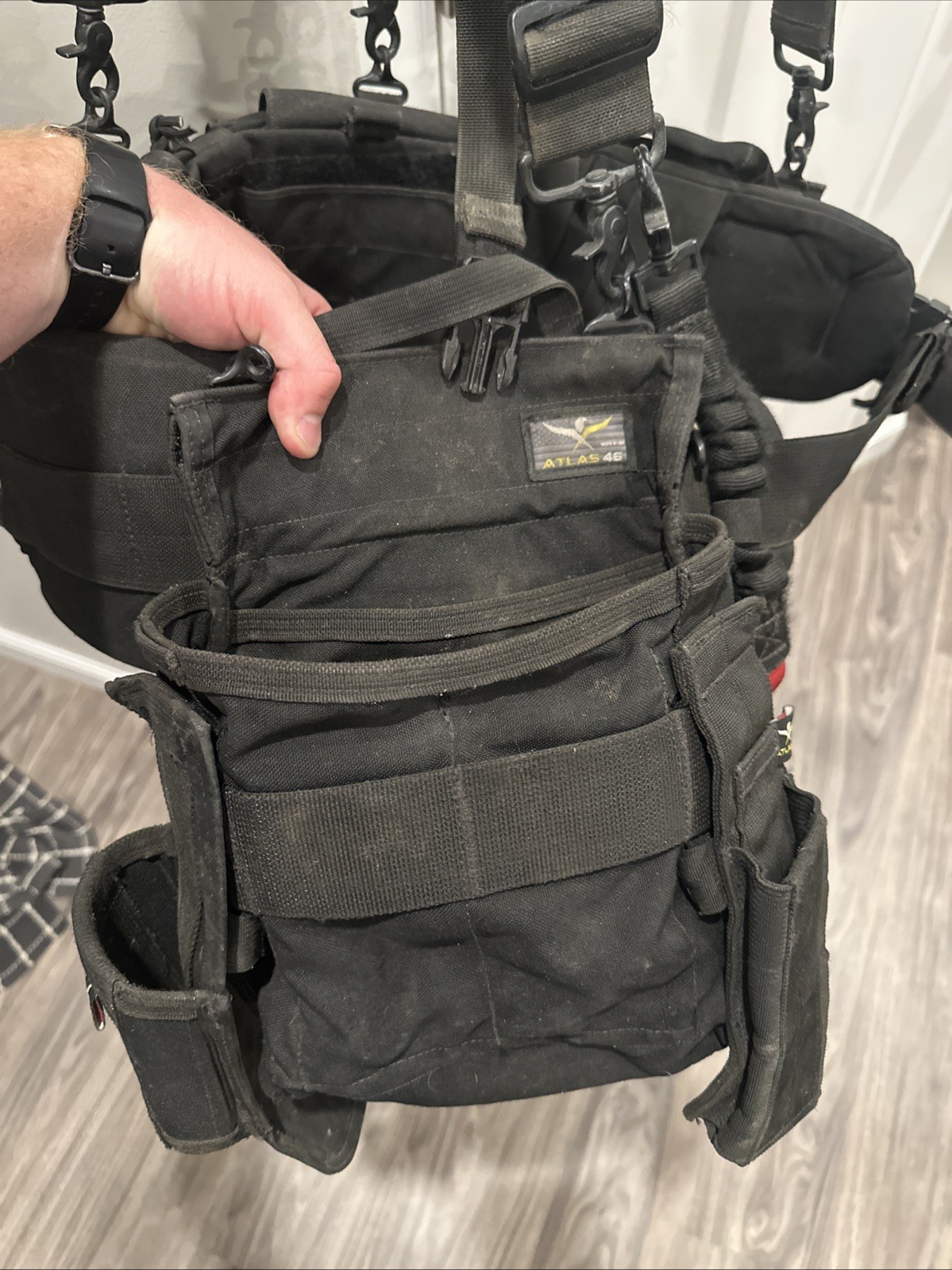 Atlas 46 Adjustable Padded Tool Belt Shoulder Organizer w/ Pouches Large 38-48