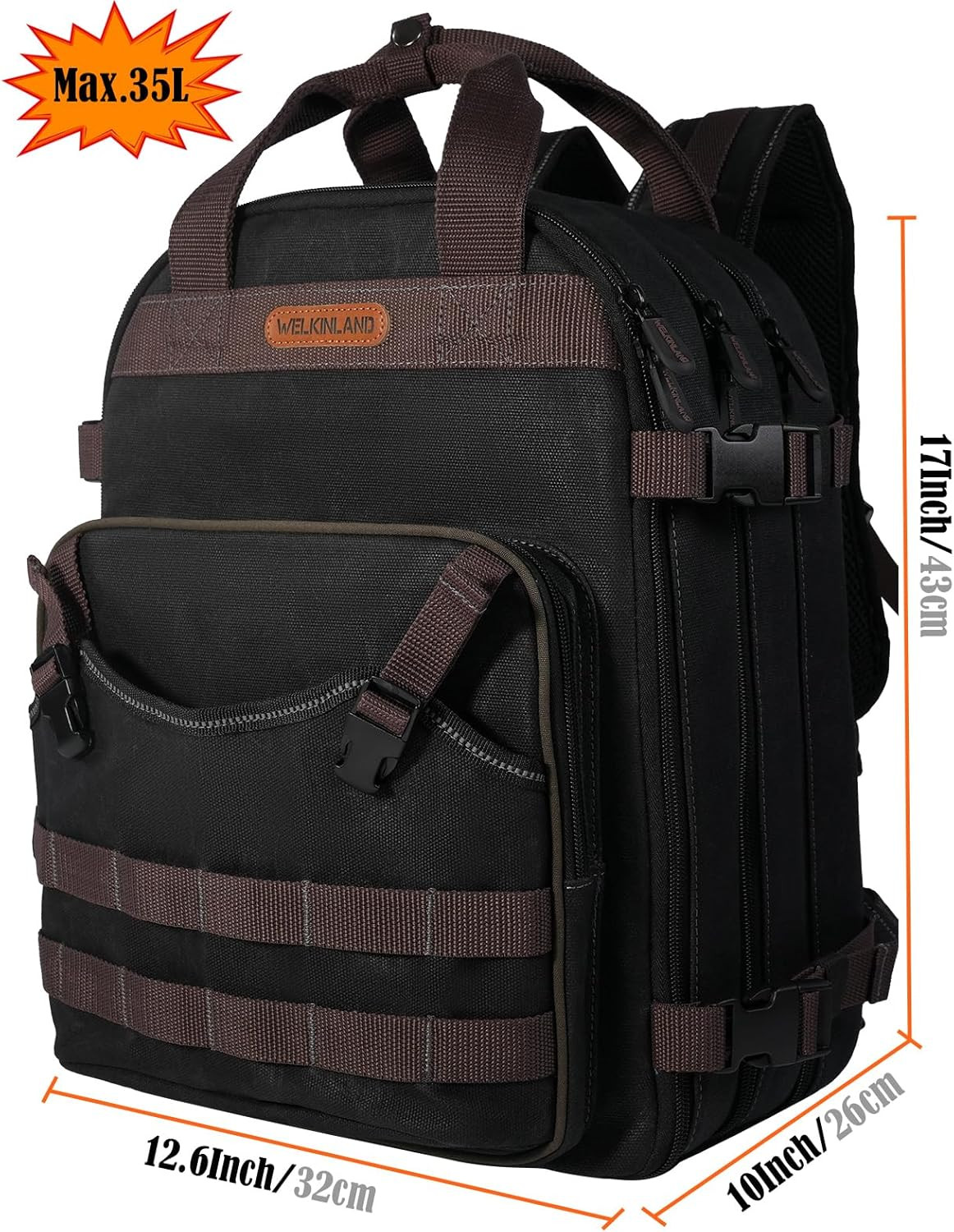 90-Pockets Electrician Backpack, Wax-Canvas Tool Backpack Heavy Duty, Convenient