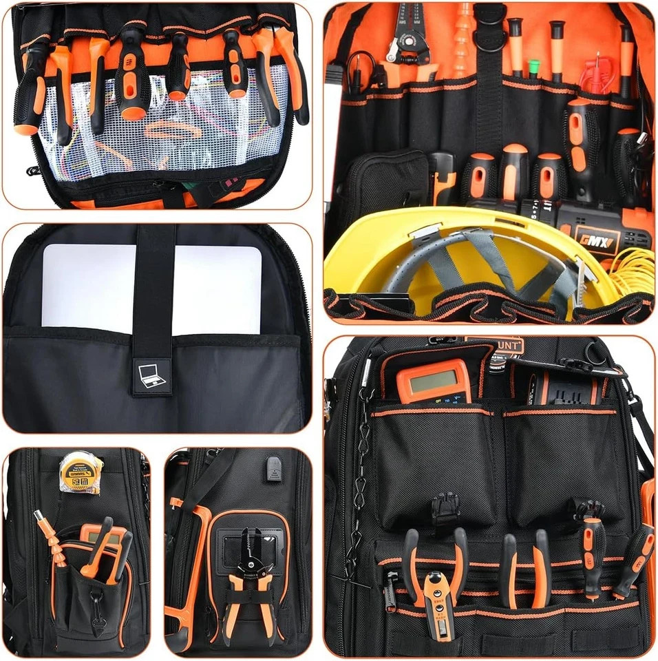 Heavy Duty Tool Backpack – Water-Resistant Organizer for Electricians