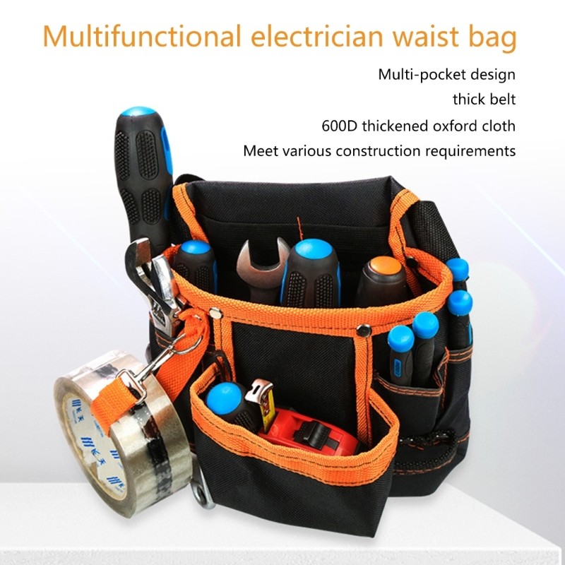 600D Oxford Cloth Tool Bag Maintenance Special Electrician Belt Bag for w/ 8x Po