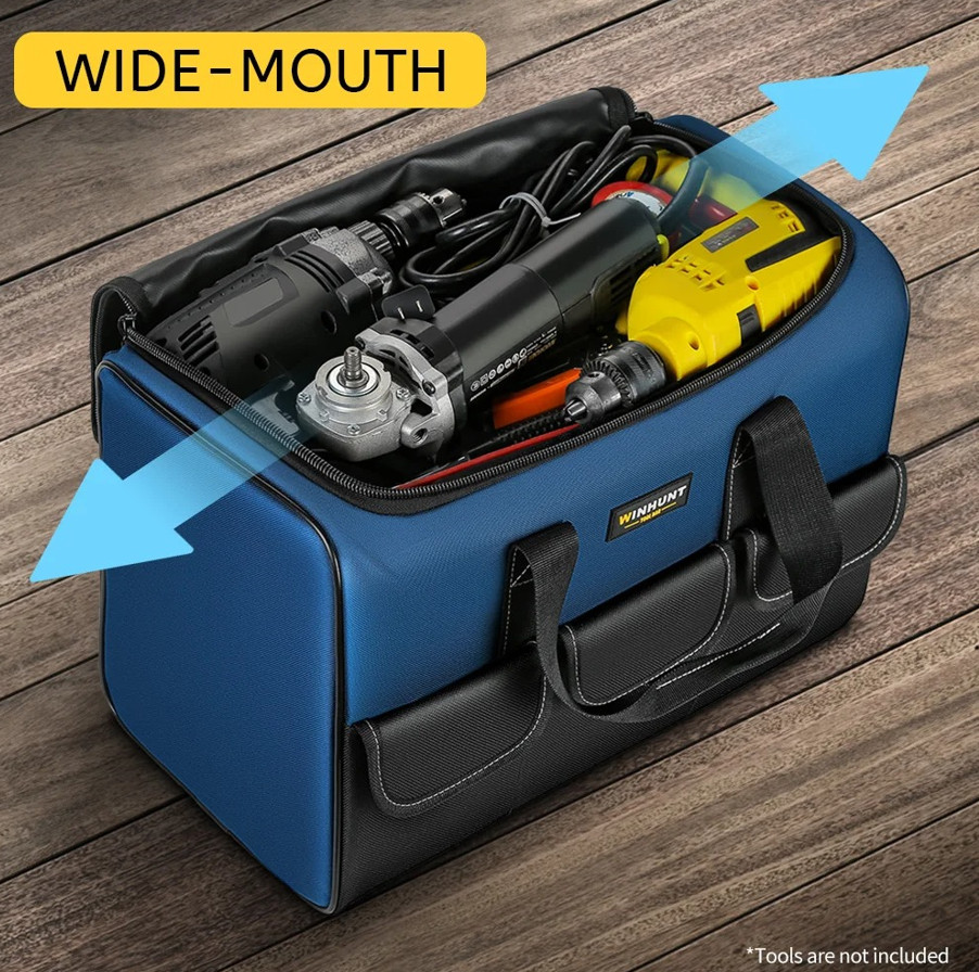 1pc Large Heavy Duty Wide Mouth Tool Bag Organizer Storage Tote Case – NEW