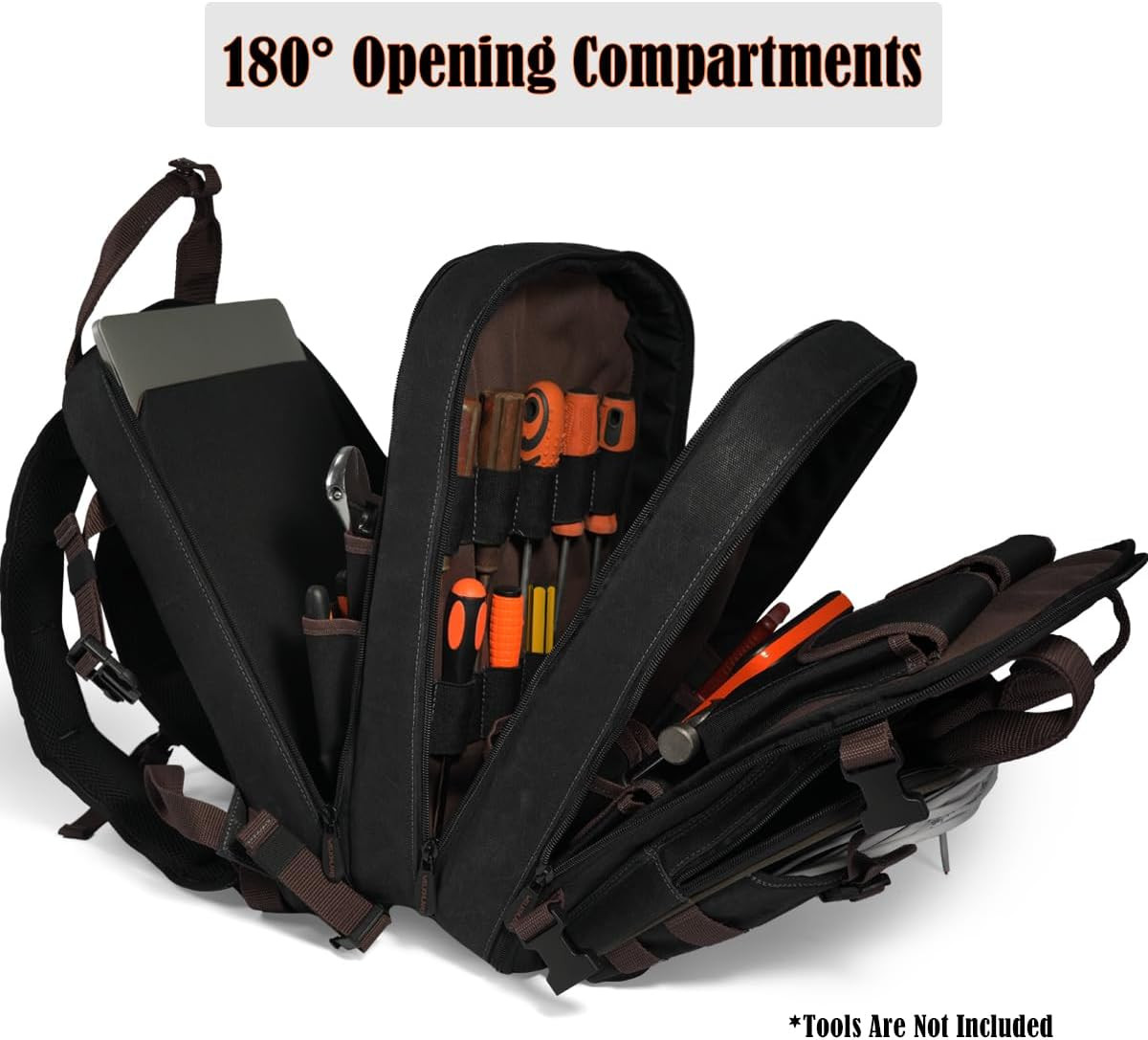 90-Pockets Electrician Backpack, Wax-Canvas Tool Backpack Heavy Duty, Convenient
