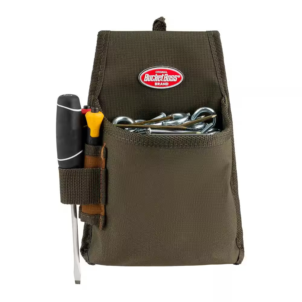 6.5 In. 1-Pocket Fastener Tool Belt Pouch with Flap Fit