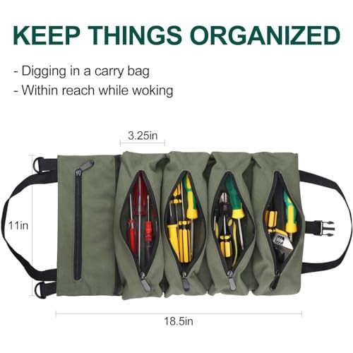 XJYWSH TOOL BAG ROLL UP, ROLLABLE CARRYING TOOLBAG, HEAVT DUTY TOOL ORGANIZER