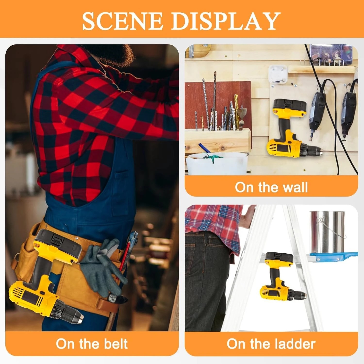 2 Pack Belt Clip Hook Cordless Drill Holder w/Screws For Dewalt 18/20V Tools