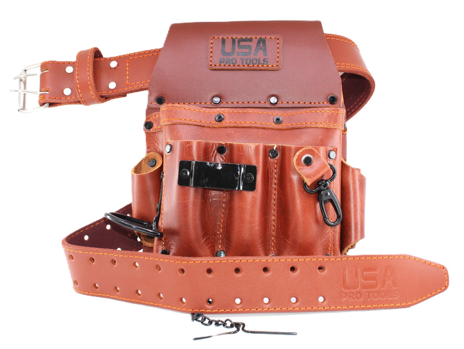 USA PRO TOOLS Top Grain Leather Electrician Tool Pouch & Belt