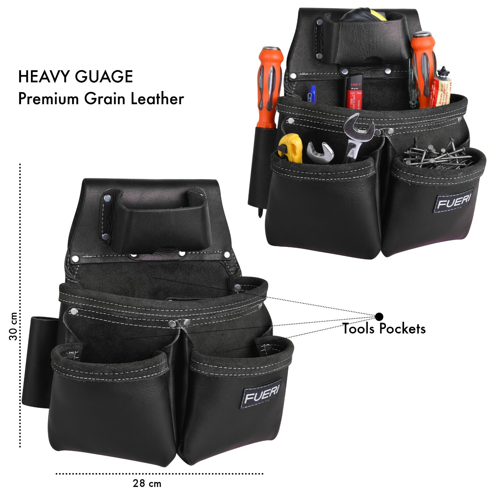 Leather Tool Belt Carpenter Electrician Tool Pouch Rig Framer Construction Bag