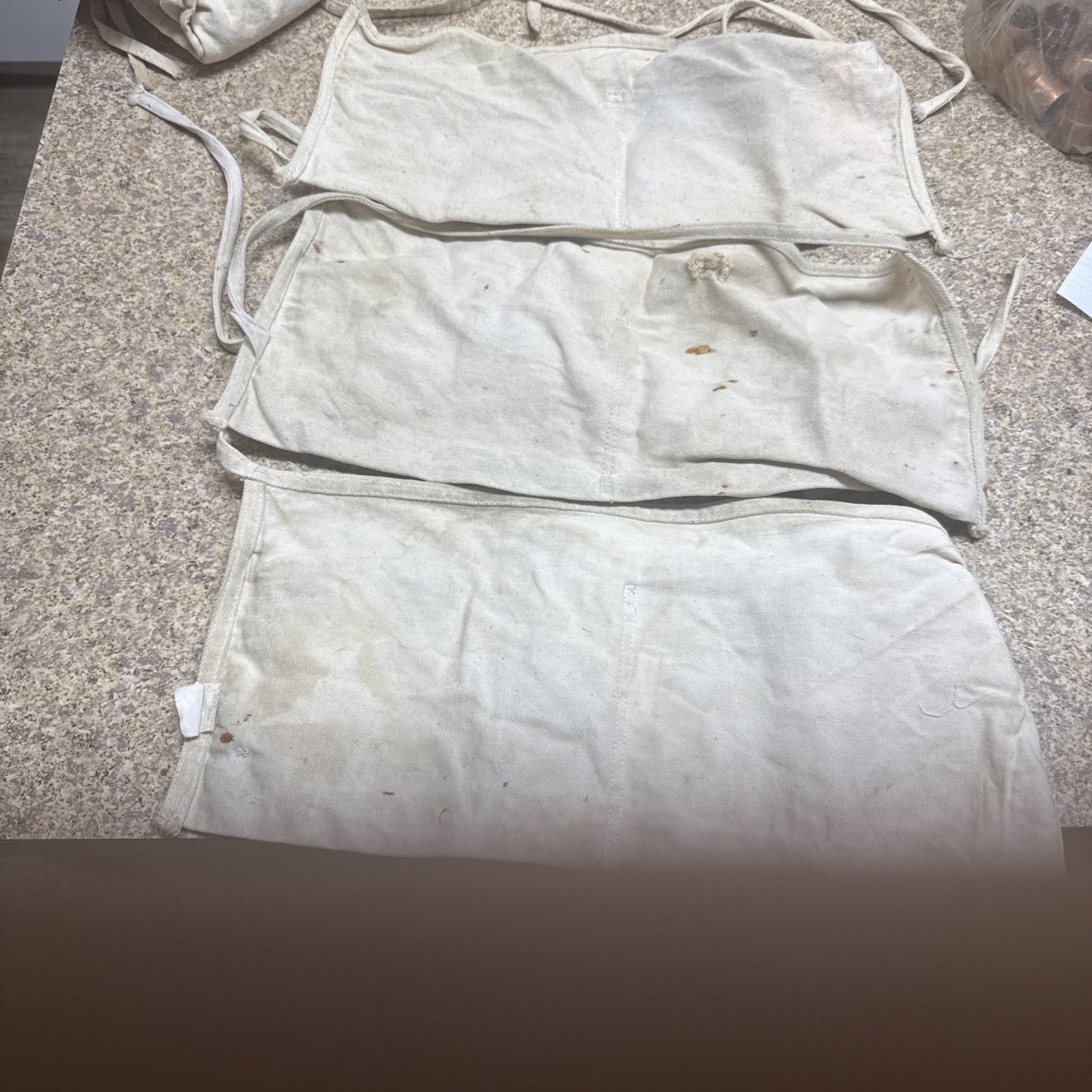 Vintage Nail Apron Home Depot 2 Pouch Waist White Canvas Lot Of 3