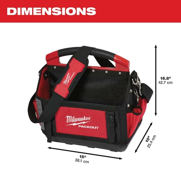 Milwaukee Tool 48-22-8315 Packout™ 15″ 32 Pocket Tear-Resistant Tool Tote