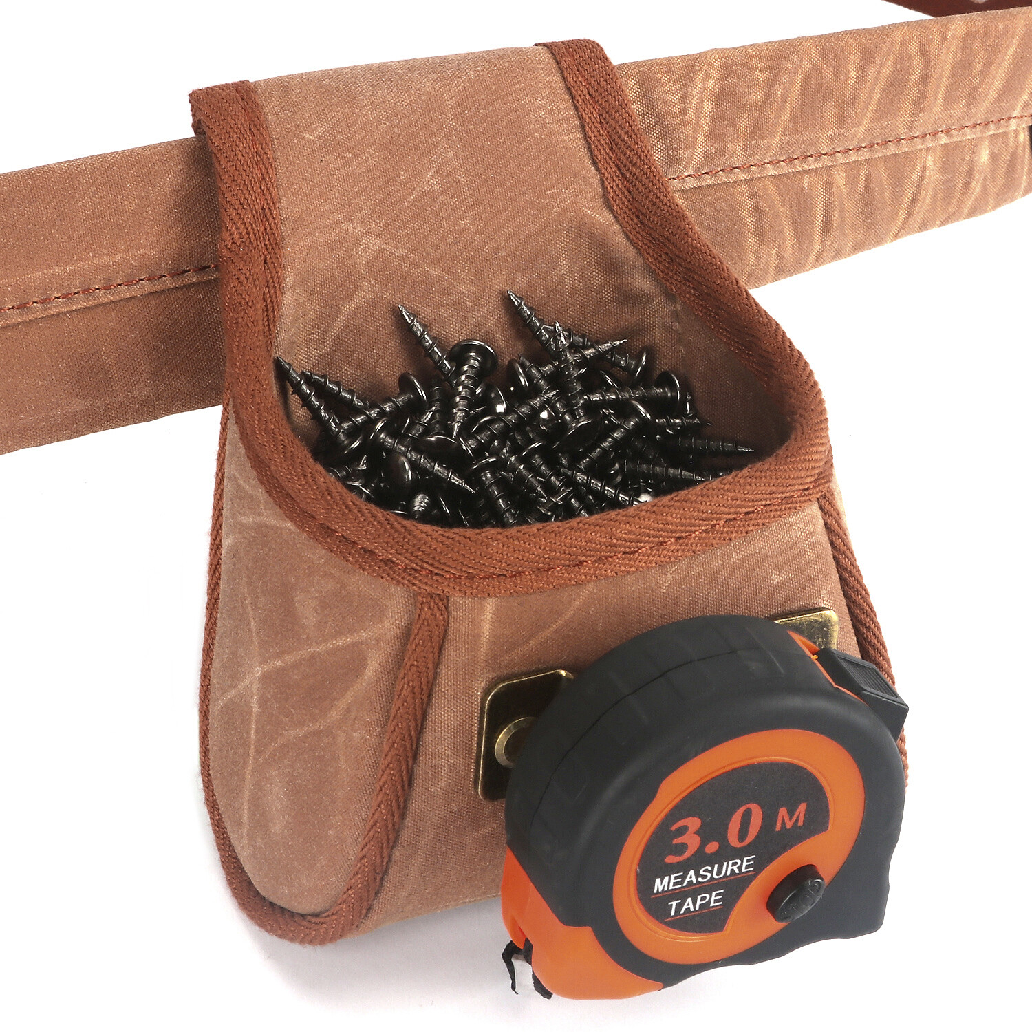 TOURBON Canvas Tools Belt Pouch Nail Screws Drill Carry Holder Tape Measure Clip