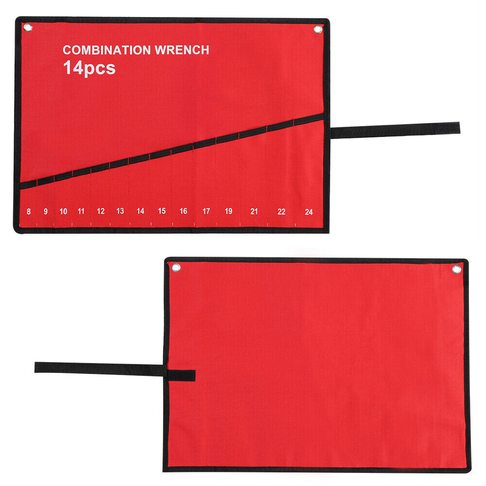 6- 25 Pocket Canvas Spanner Wrench Tool Roll Up Storage Bag Organizer Pouch Case
