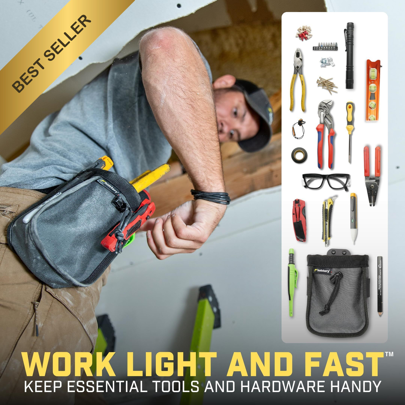 Joey Pouch Clip-On Tool Belt Bag Utility Holder for Screws Nails Electricians
