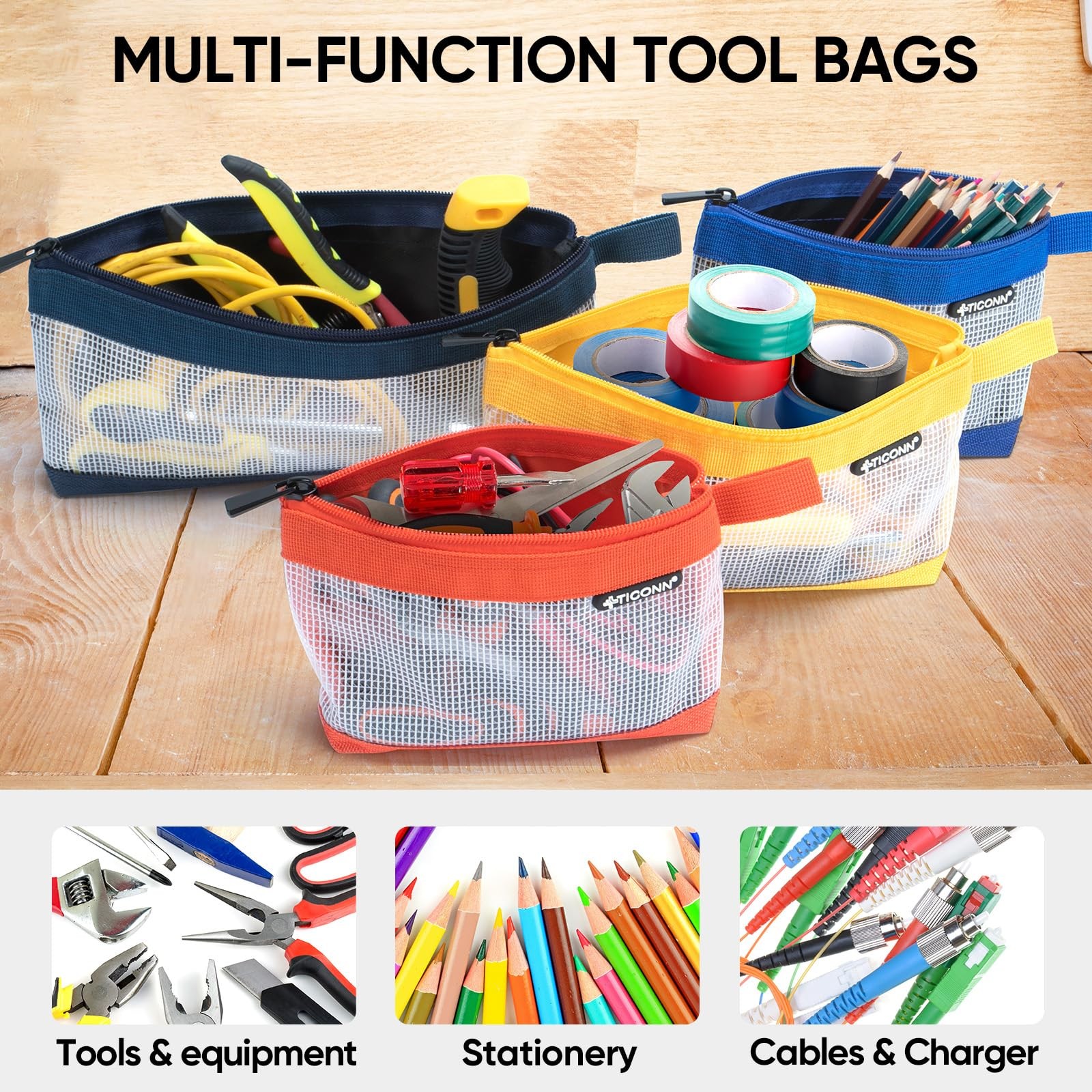 TICONN Tool Pouch, 1680D Oxford Small Tool Bag, Tool Pouches with Zipper, Cle…