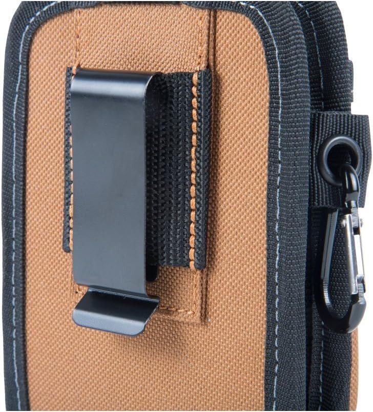2-Compartment Large Phone Pouch, Universal-fit Steel Clip for Tool Belt, Secu…
