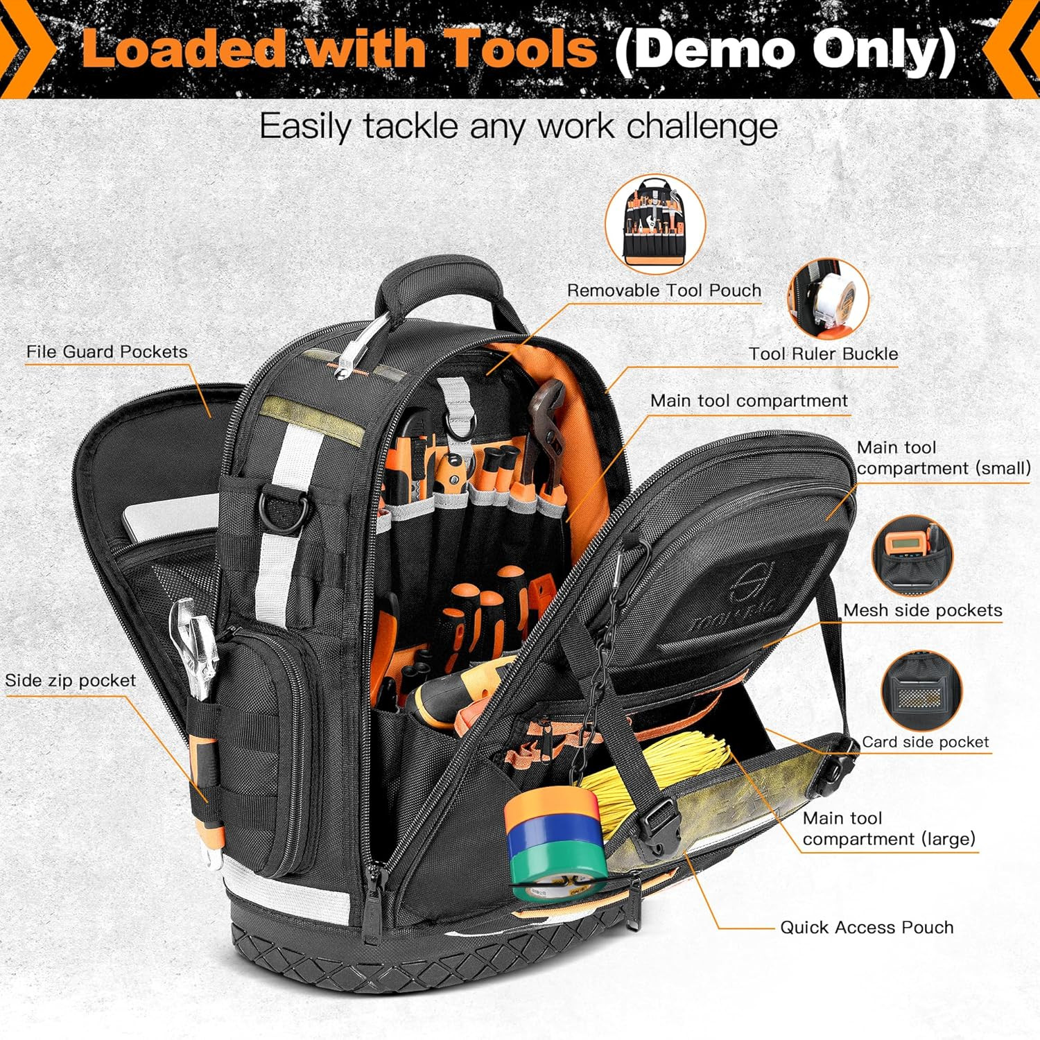 Heavy Duty Tool Backpack with 78 Pockets & Loops – Ideal for Electricians