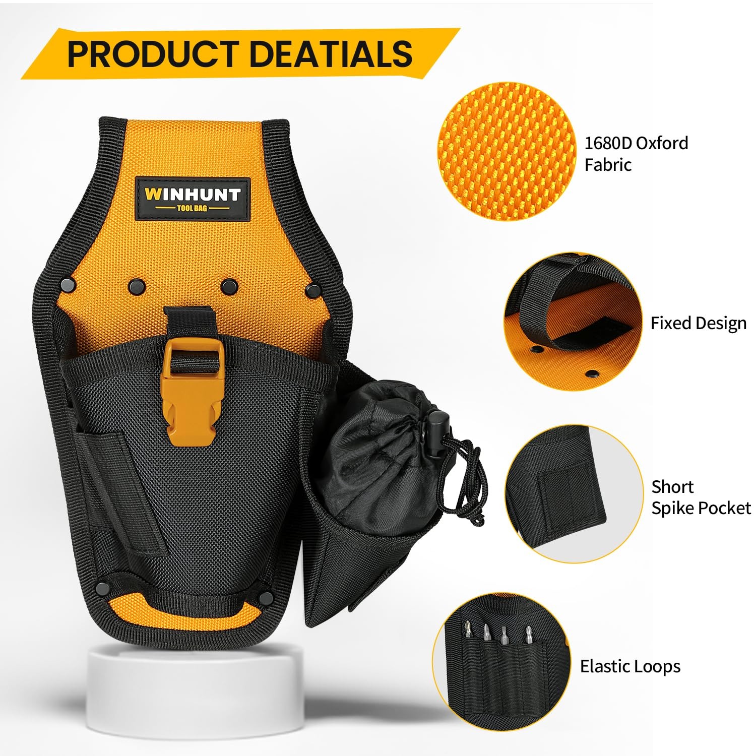 Drill Holster Tool Belt, 12x 7 inches, Black and Yellow, Heavy-Duty Tool Bag …