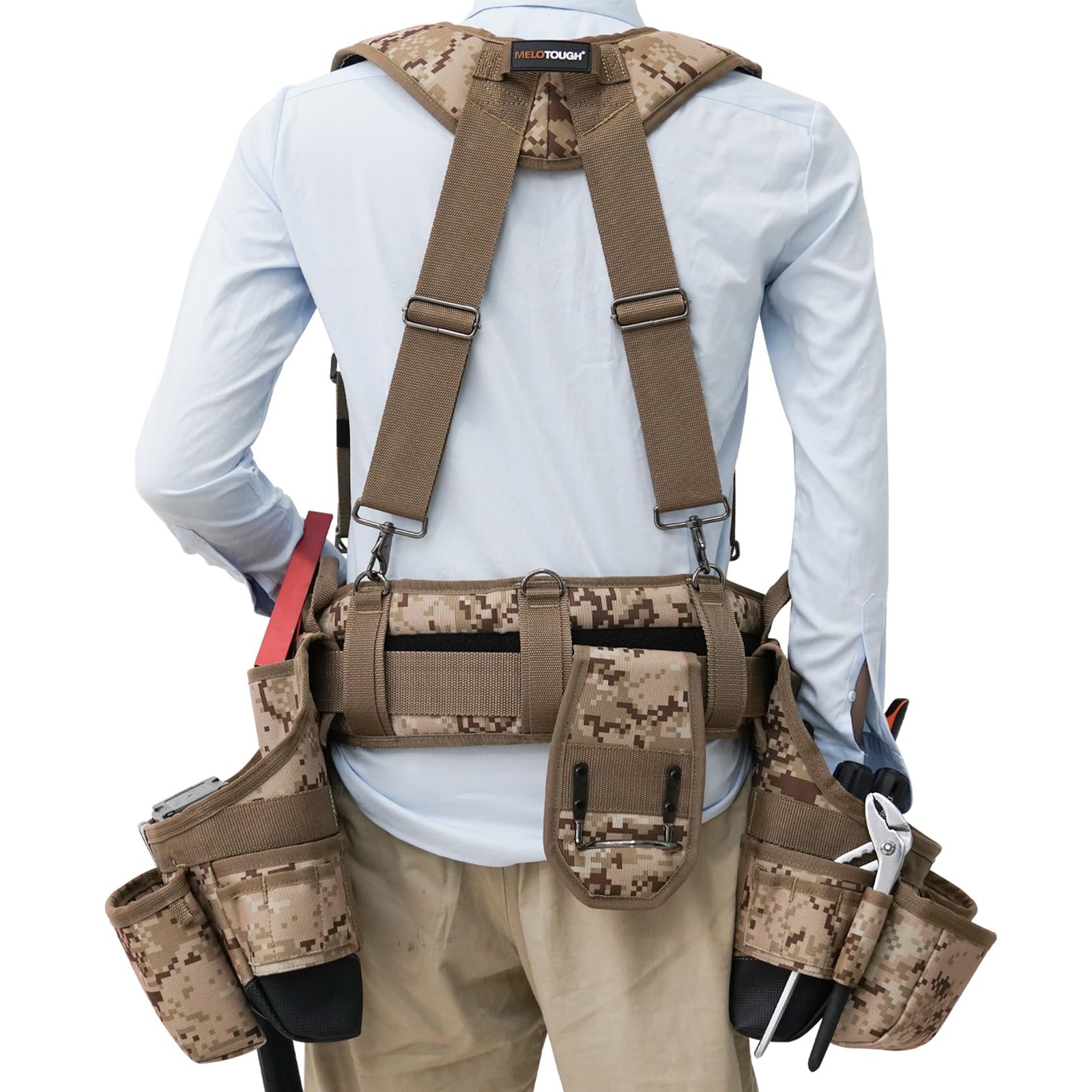 Tool Belt Camo With Suspenders Heavy Duty Carpenter TC02-Khaki Electric Pouch