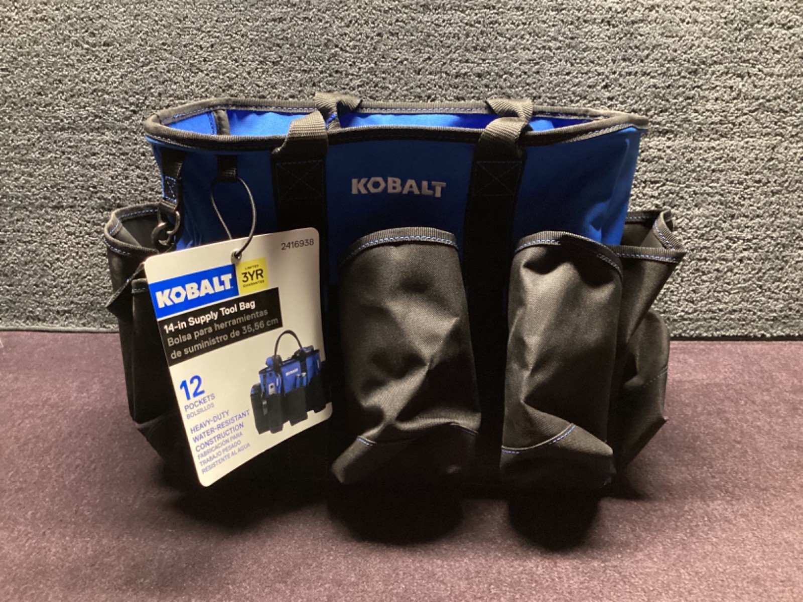 DISCONTINUED KOBALT 14 IN. SUPPLY TOOL BAG 12 POCKETS MODEL 2416938 NEW W TAGS