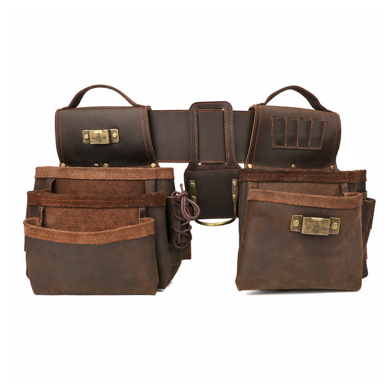 TOURBON Heavy Duty Tool Belt Pouch for Electricians Carpenter Contractor Leather