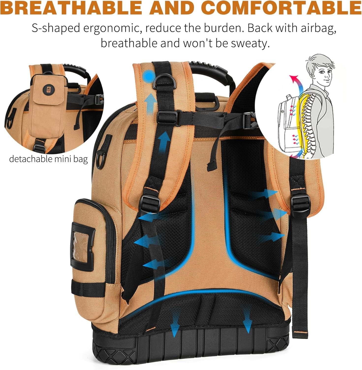 Tool Bag Backpack, 75 Pockets & Loops Canvas Heavy Duty Tools Organizer Bags/…