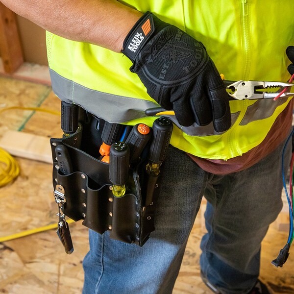 Klein Tools 5127 Black Leather 6 Pockets, 5127
